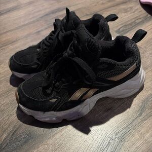 Reebok Women's Black Sneakers with Gold Accents